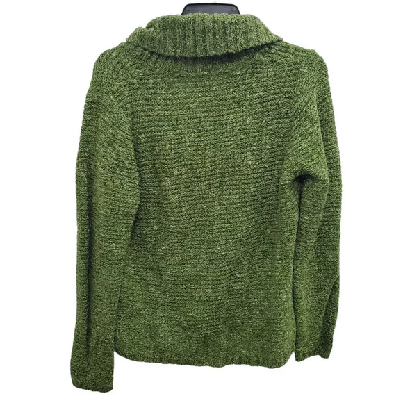 Charter Club Women's Green Wool Blend Chunky Knit Faux Layer V-Neck Sweater M - Picture 5 of 5